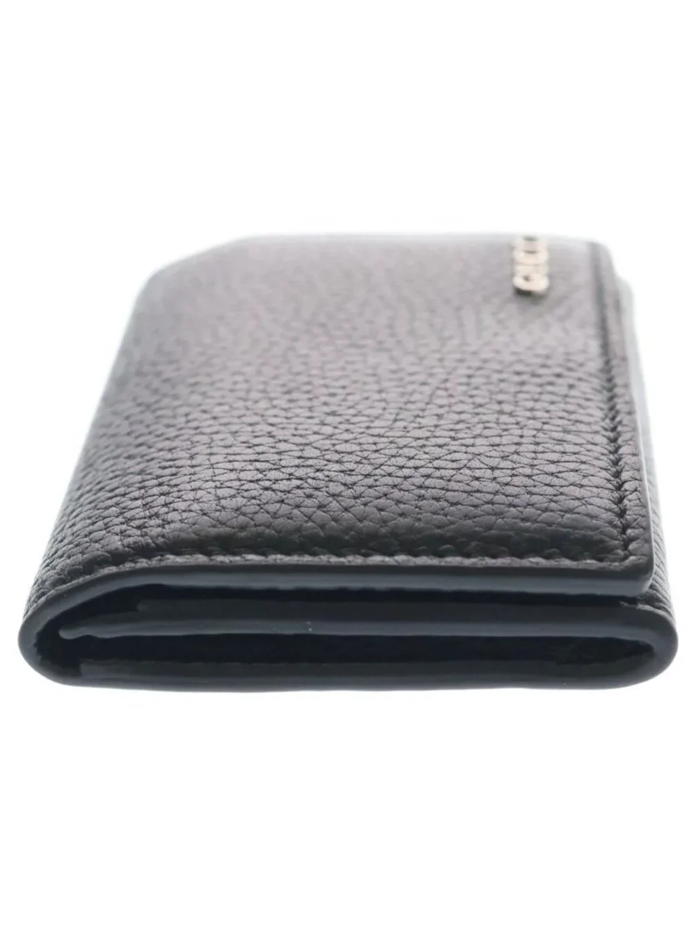Gucci Logo Leather Card Case Silver Black